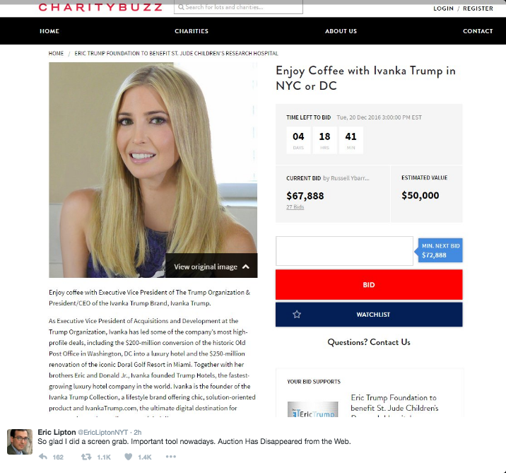 Coffee With Ivanka Trump Auction Item Disappears ATTN